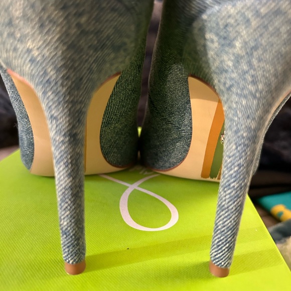 Sam Edelman Denim Pointed-Toe Beaded Stiletto Heels - Blue - Picture 7 of 7